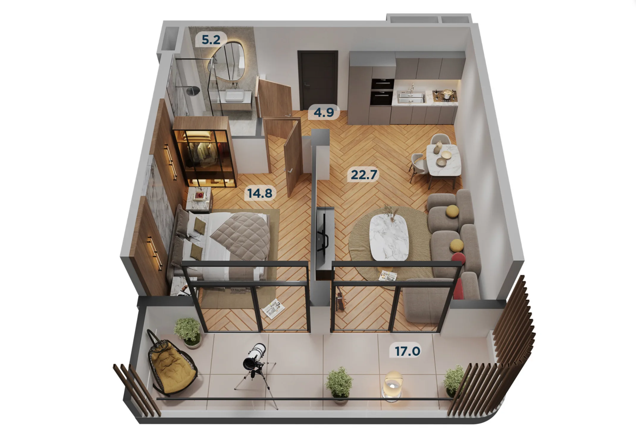 1-Schlafzimmer Apartment