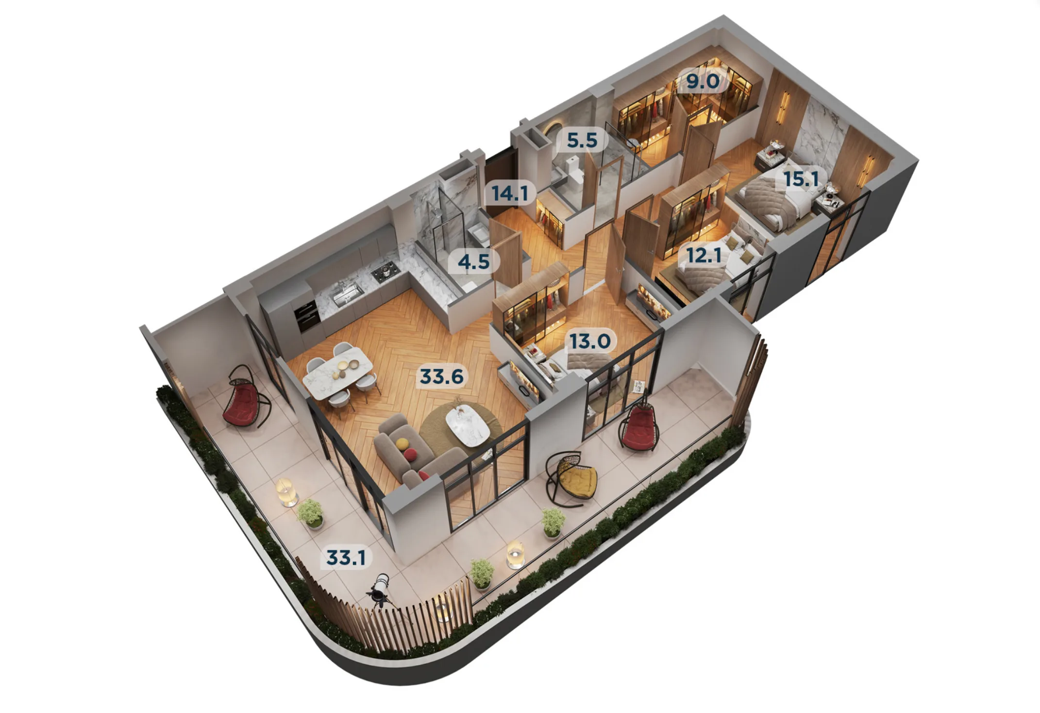 3-Schlafzimmer Apartment