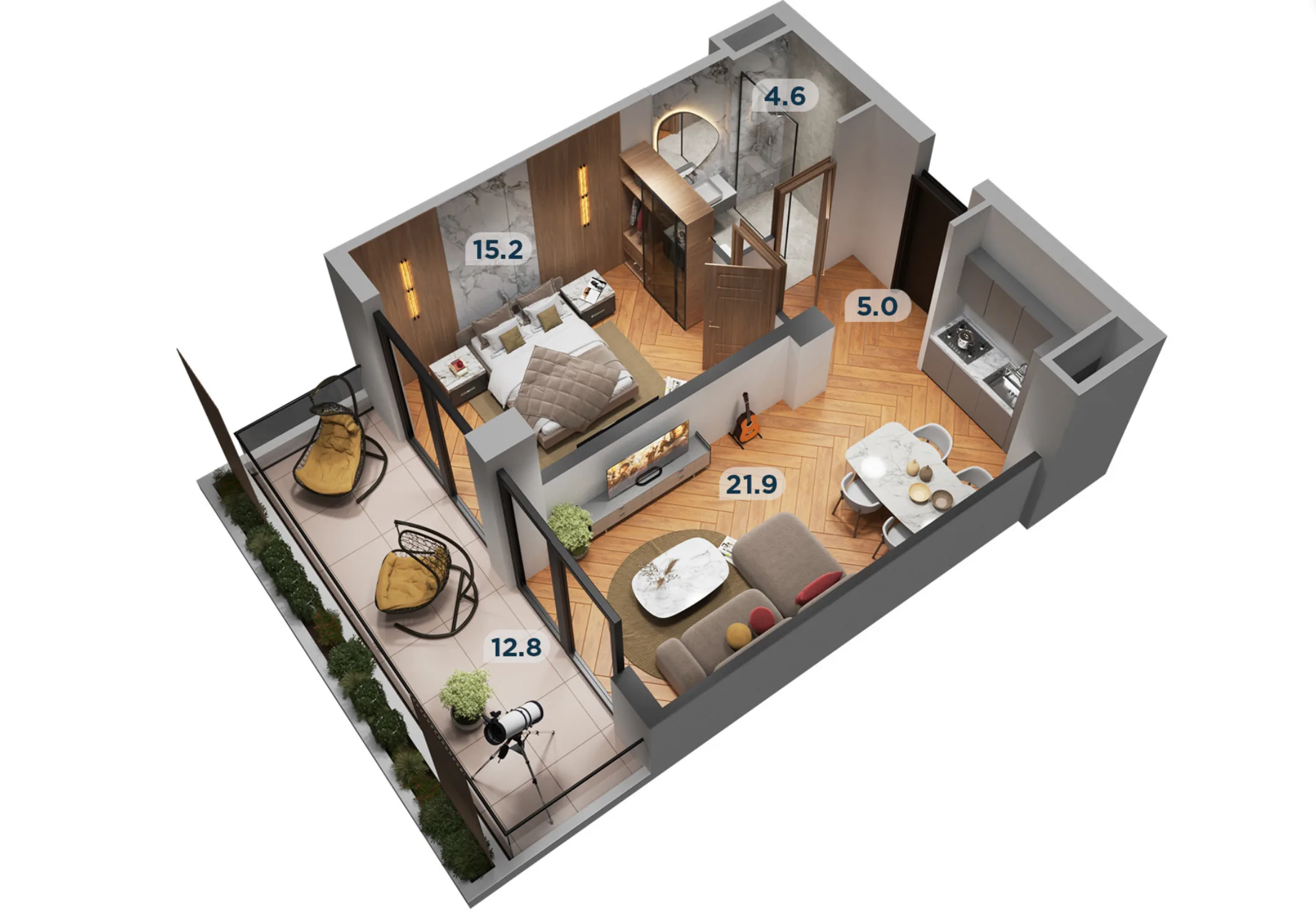 1-Schlafzimmer Apartment
