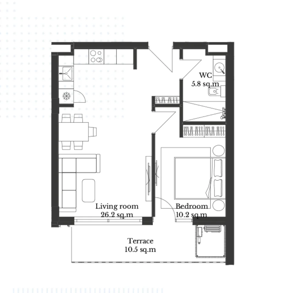 1-Schlafzimmer Apartment