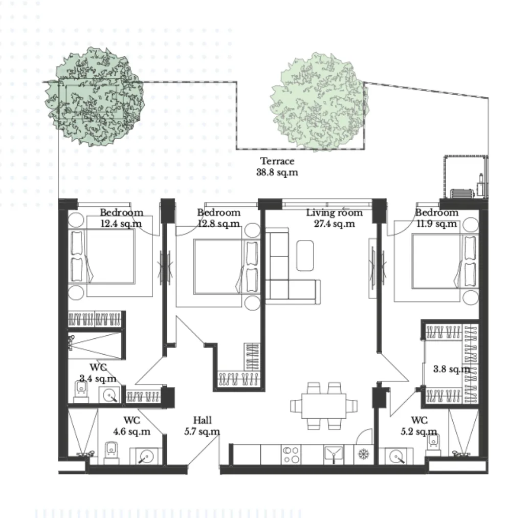 3-Schlafzimmer Apartment