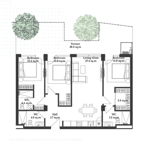 3-Schlafzimmer Apartment