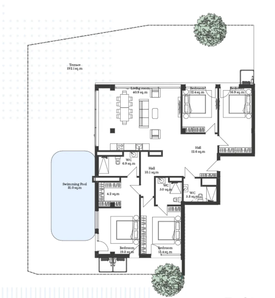 4-Schlafzimmer Apartment