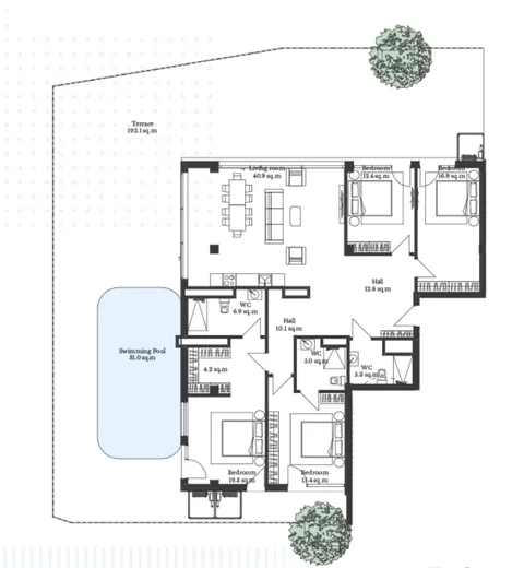 4-Schlafzimmer Apartment