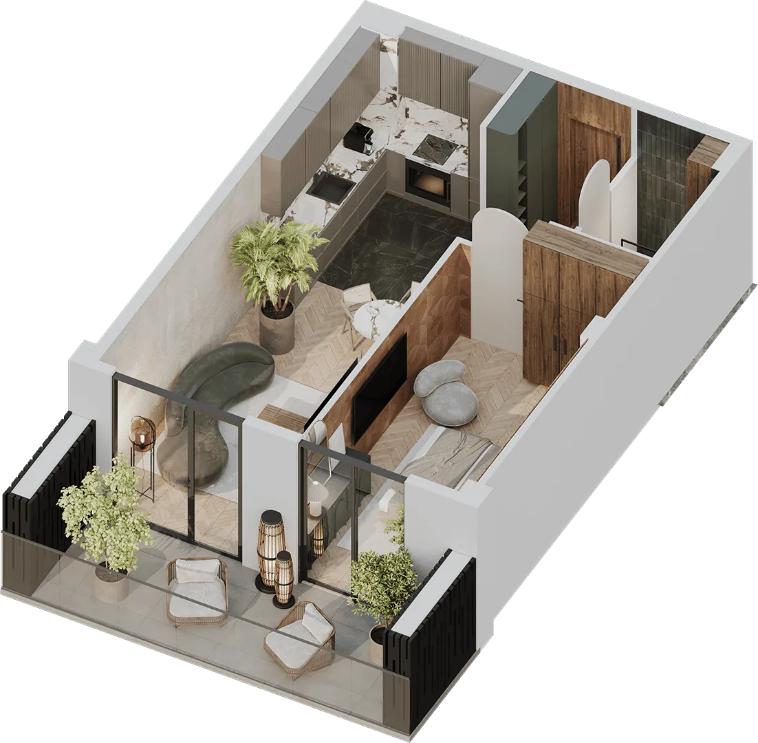 1-Schlafzimmer Apartment