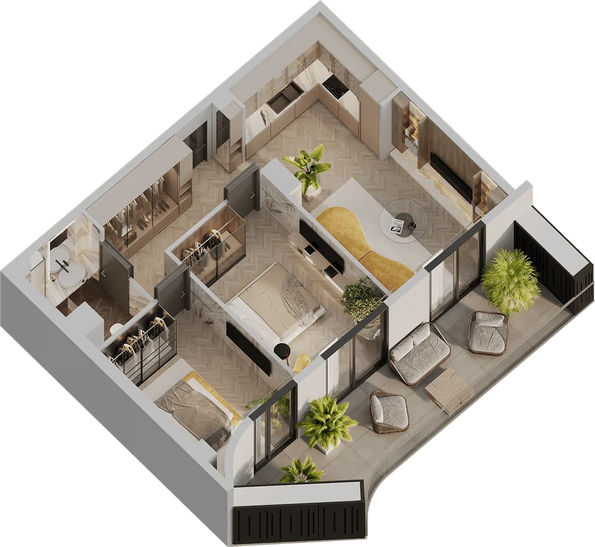 2-Schlafzimmer Apartment