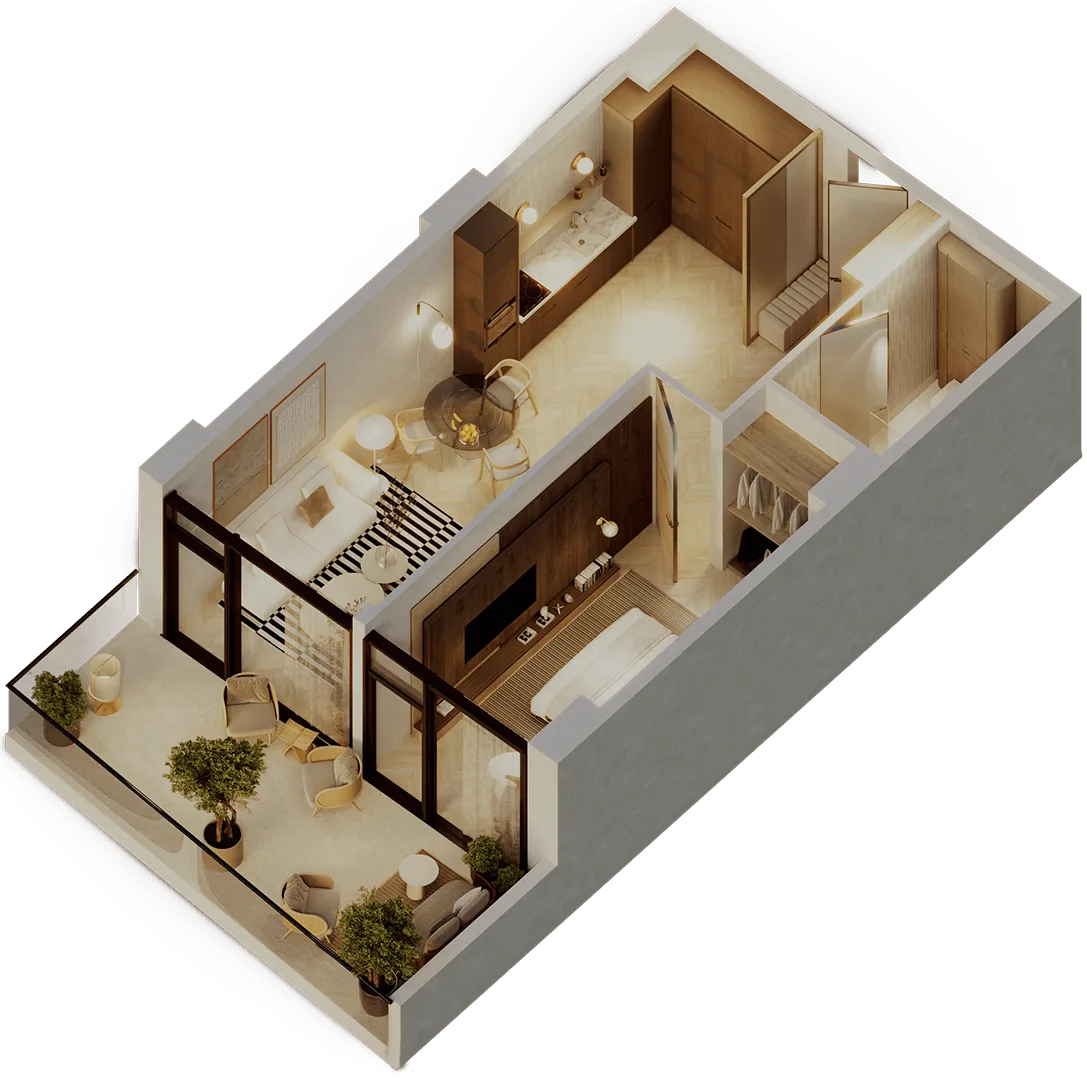 1-Schlafzimmer Apartment